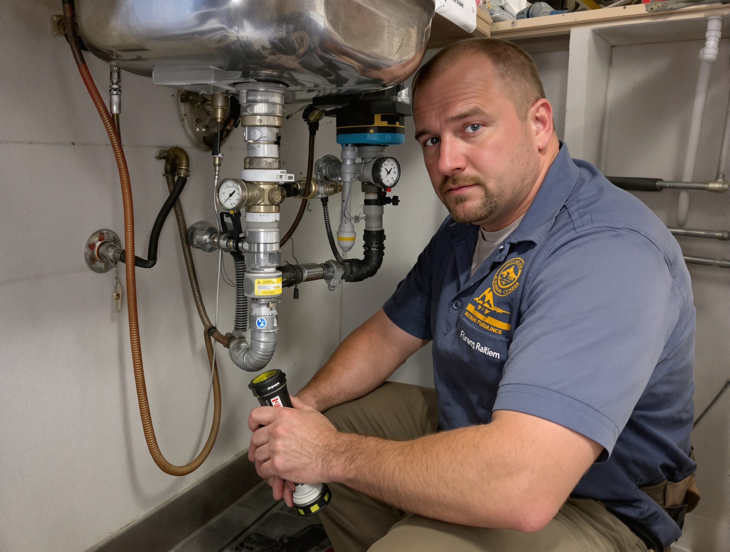 Local professional at work under a sink in Mobile, AL