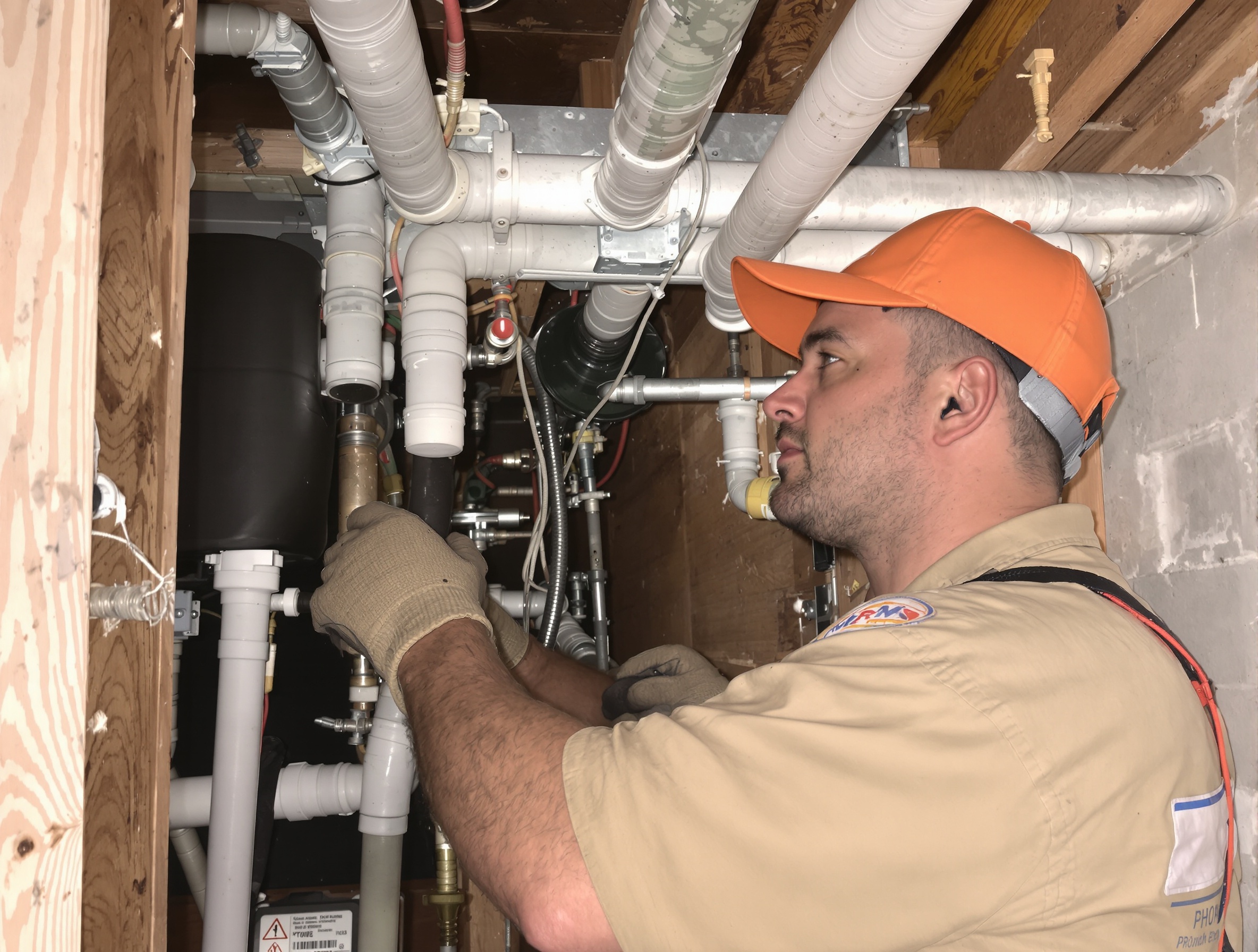 Local professional at work on residential plumbing