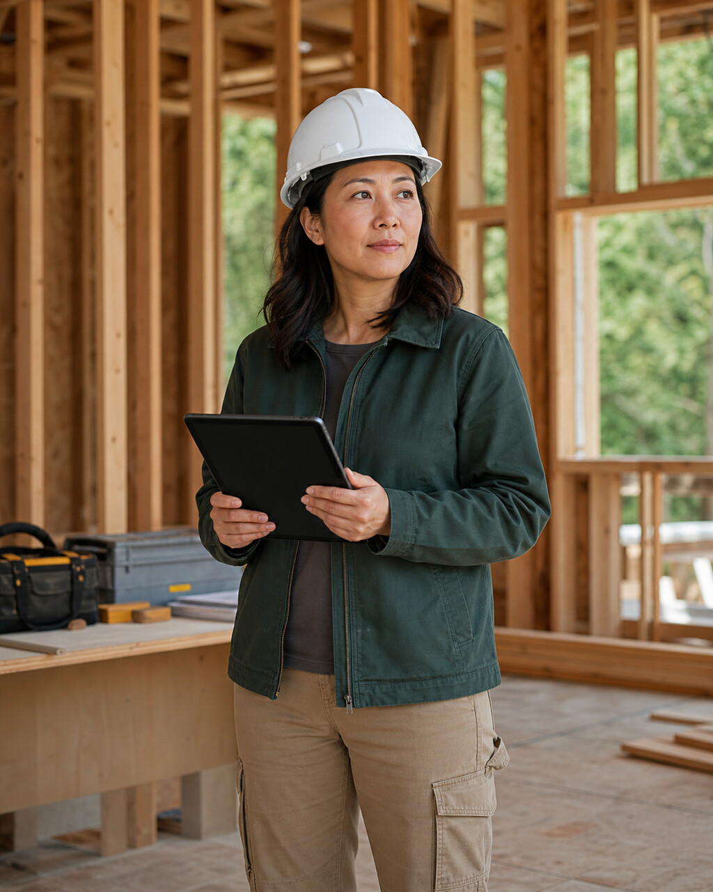 A general contractor at a residential construction project