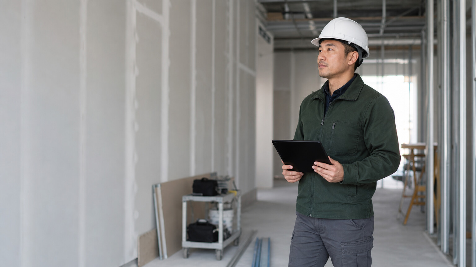 a general contractor at a residential construction project