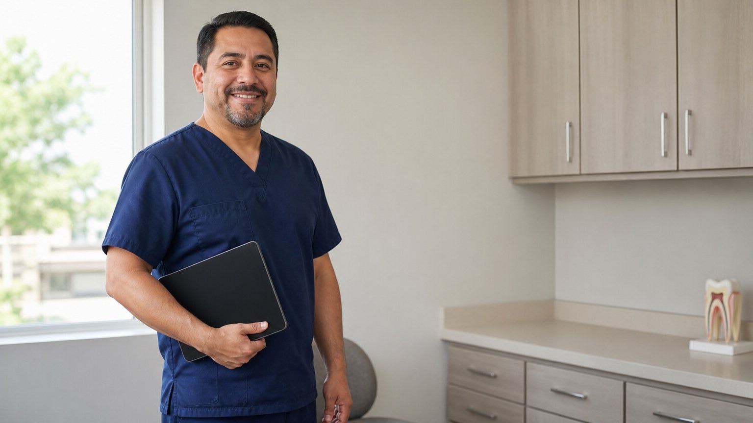 a dentist in a modern dental office