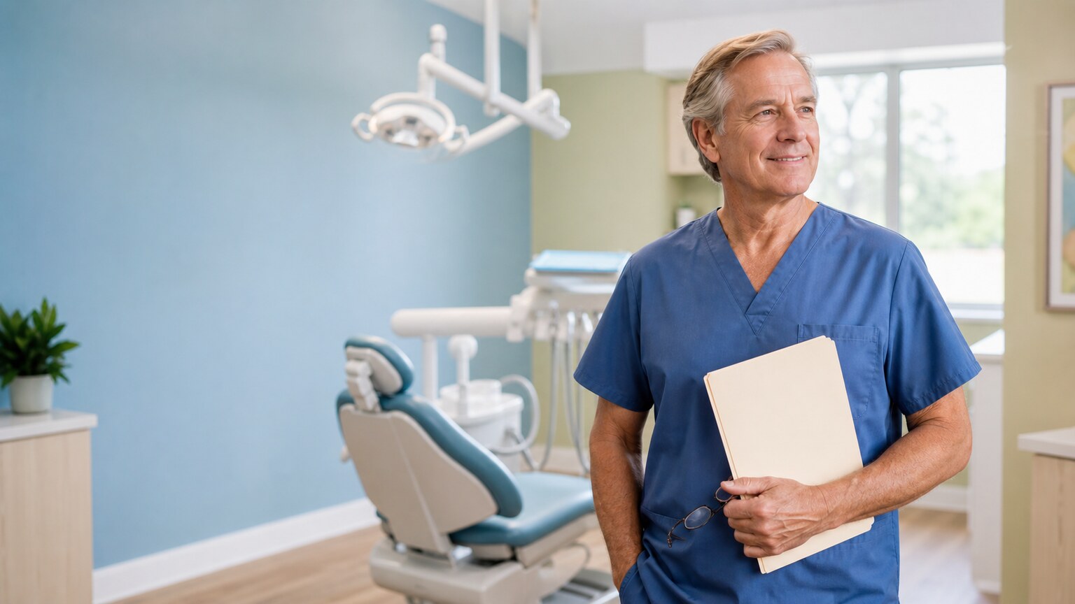 a dentist in a modern dental office